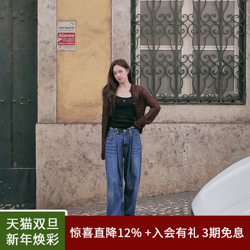 SPELLEDIT新品前褶中腰牛仔裤