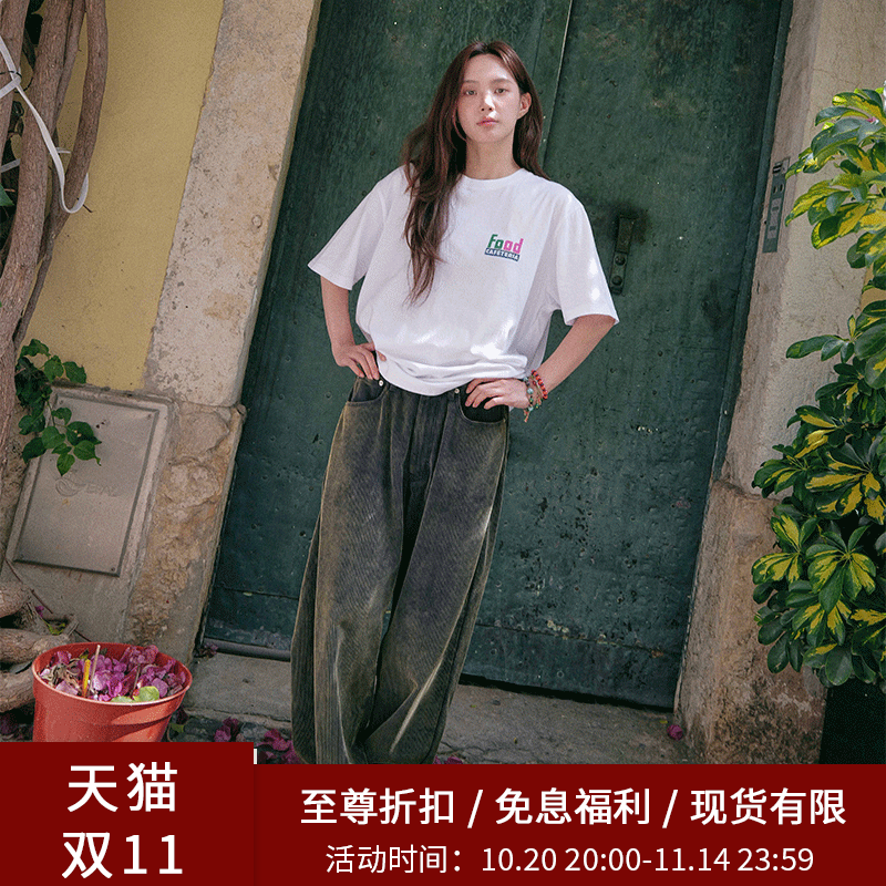 SPELLEDIT新品灯芯绒阔腿裤