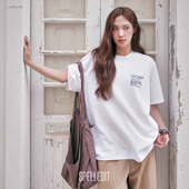 SPELLEDIT2025秋季 上衣 简约休闲宽松圆领短袖 新品 地标印象T恤个性