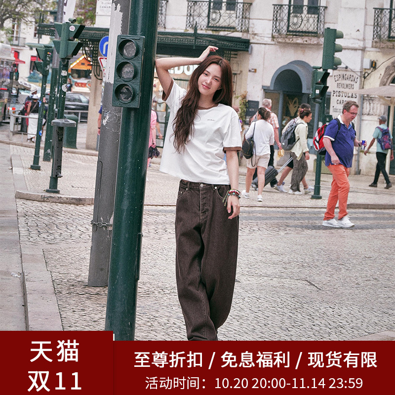 SPELLEDIT新品复古排扣阔腿裤