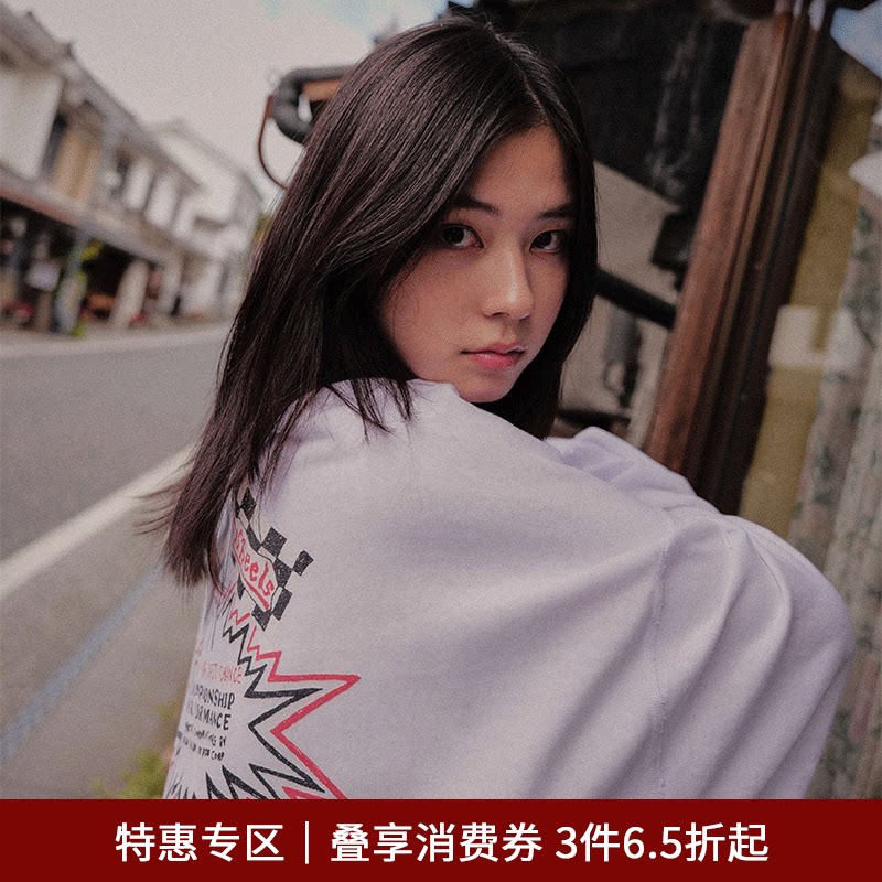 SPELLEDIT秋款联合车队长袖T恤韩版设计感创意印花上衣女