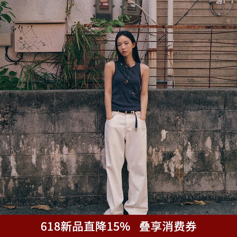 SPELLEDIT2026夏季新品白色宽松长裤韩版简约直筒休闲裤子女