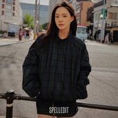 双面工装 SPELLEDIT2025冬季 新品 夹克复古格纹宽松加厚立领外套女