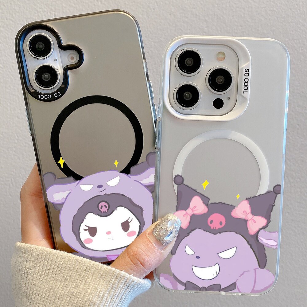 手机壳磁吸磨砂紫色卡通蝴蝶结骷髅可爱少女心适用苹果iPhone18/17/16/15ProMax女生闺蜜情侣款防摔硬红米IMD