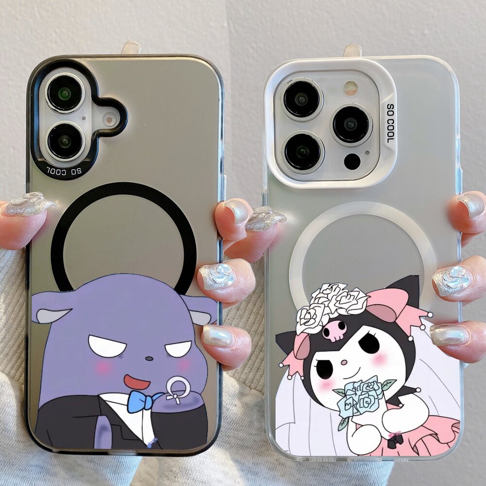 手机壳磁吸磨砂紫色卡通婚纱头纱蝴蝶结可爱适用苹果iPhone18/17/16/15ProMax女生闺蜜情侣款防摔硬小米VIVO