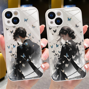 新款小众高级感情侣手机壳定制任意机型适用iPhone17/16/15/14/13promax红米note12红米K50至尊华为mate60ACE