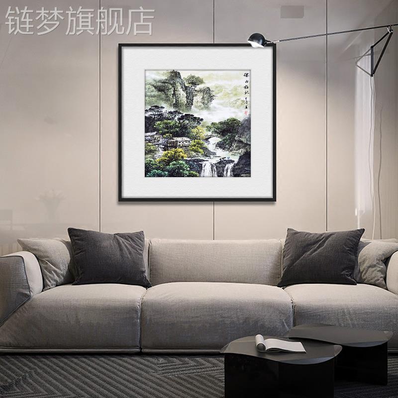 网红纯新手绘装饰画国餐画山水画客厅厅玄关沙发背景墙挂画中式名图片