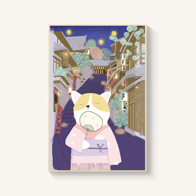 定做卧室小清新房间装饰画日本樱花风景挂画寿司店壁画日式餐厅