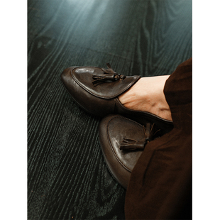 敦绿岛·绅士｜gentleman平底乐福鞋流苏复古女士单鞋