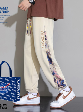 NASA STUSY美式复古2026新款春秋装男款休闲长裤子直筒宽松卫裤
