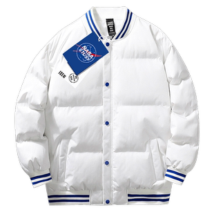 NASA STUSY美式2025冬季棒球服加厚保暖棉衣男款棉袄羽绒棉服外套