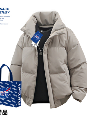 NASA STUSY美式2025冬季新款加厚保暖棉衣男款棉袄羽绒棉服外套
