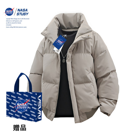 NASA STUSY美式2025冬季新款加厚保暖棉衣男款棉袄羽绒棉服外套