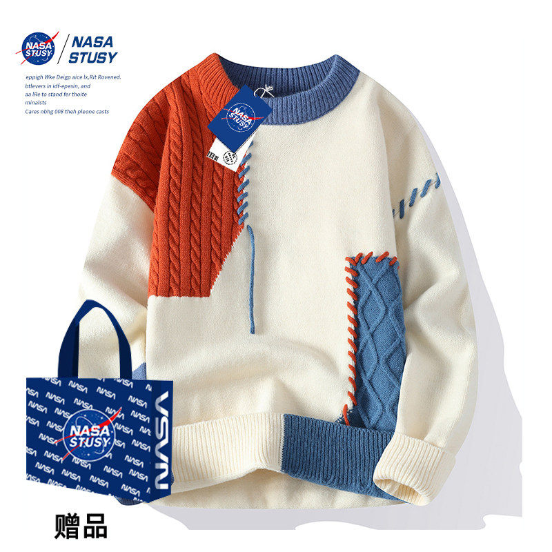 NASA STUSY美式高街2025新款秋冬装男款针织衫情侣宽松潮牌毛衣,男装,针织衫/毛衣,淘宝优惠券,粉丝福利购,淘宝优惠卷