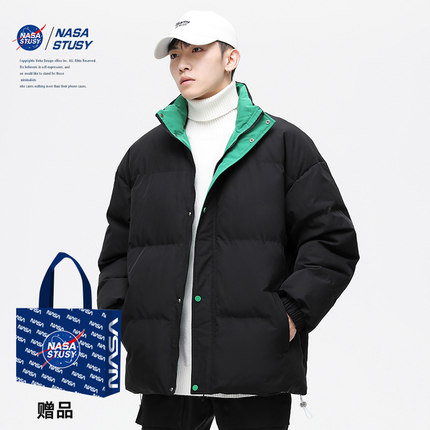 NASA STUSY冬季棉衣男士外套加厚面包服情侣羽绒棉服潮牌棉袄子