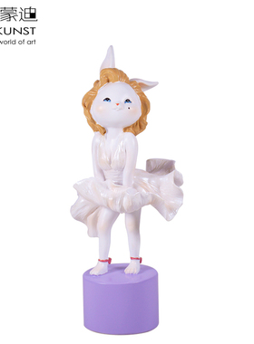 阿斯蒙迪艺术家原创摆件兔子梦露限量签名树脂纯手工礼盒装
