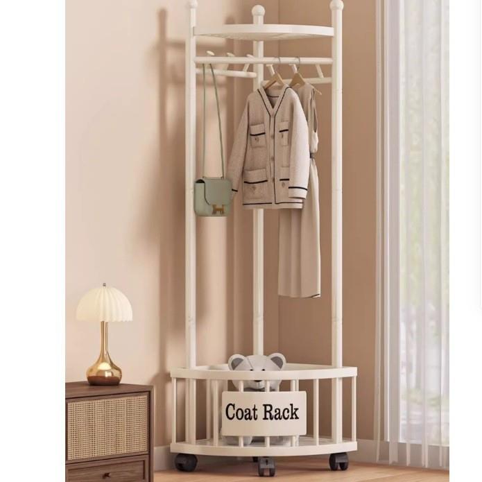 奶油风衣帽架转角衣架落地卧室内家用简易晾衣架挂衣架墙角挂衣架