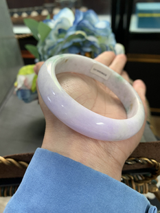 特价 玉石翡翠手镯浓紫春彩正圈58.9圈 不退换直播间看 玉彩儿