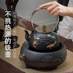 泡茶壶生铁电陶炉煮茶水过家用功烧FTHST8夫 WB7铁壶铸Z铁茶具套装
