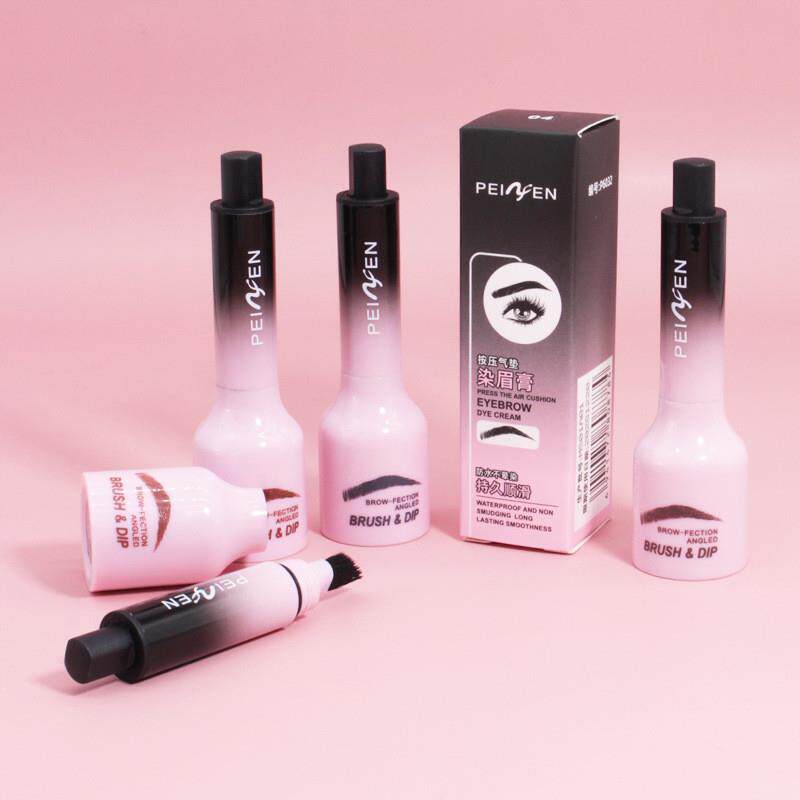 按压气垫染眉膏顺滑持久自然立体防水防汗不晕染野生染眉膏