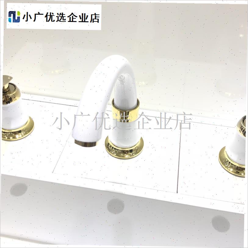 新浴室台上e盆旋转冷热铜芯坐式水龙头瓷白三件套分体开关卫浴配\