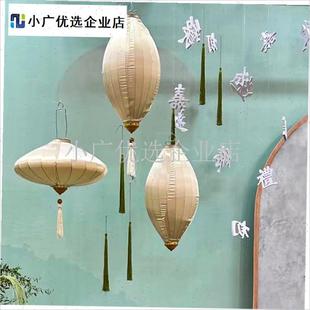 新款节日婚e庆布景绸缎户外防水灯笼客栈古典装饰越南灯笼新年装\