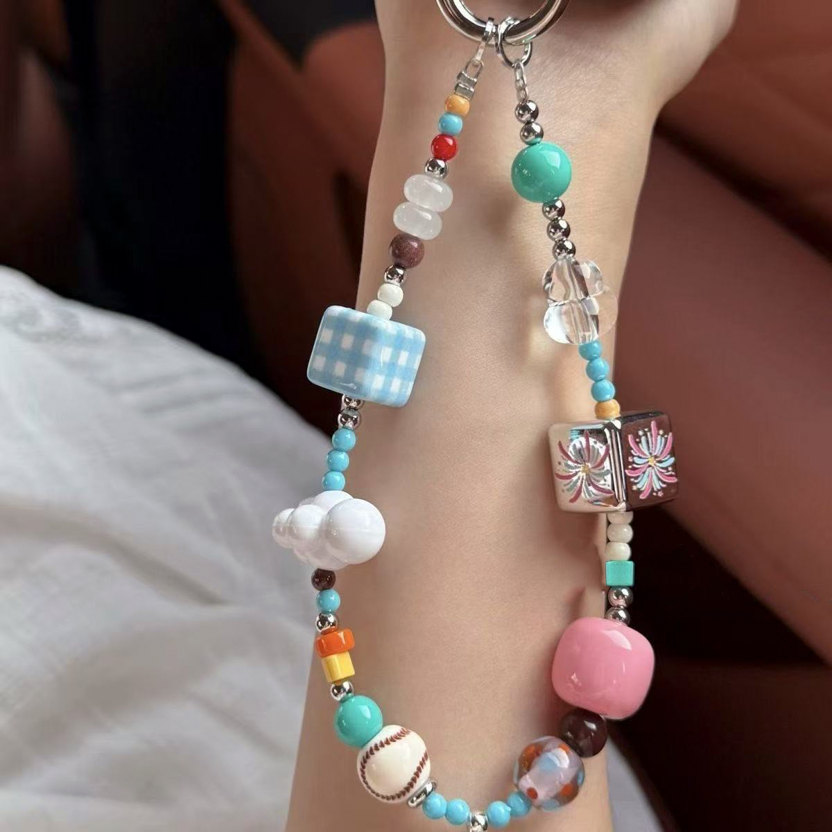烟花方块手机挂绳新款手机链女款