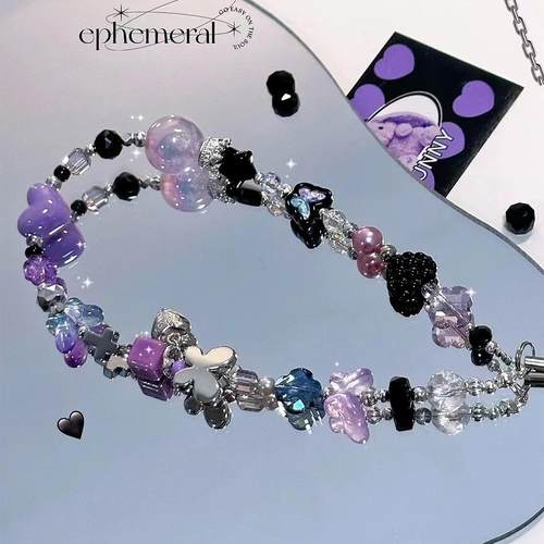 浅紫蝴蝶手机链新款手机挂绳