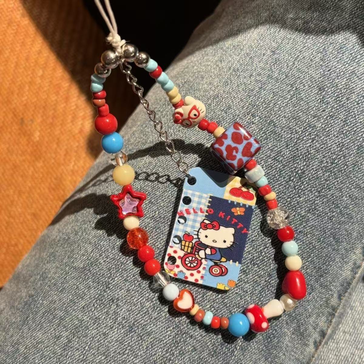 吊牌kitty猫手机链可爱手机挂绳新款卡通三丽鸥挂件女款可爱ccd相机挂链高级感凯蒂猫吊坠个性创意珠串链条