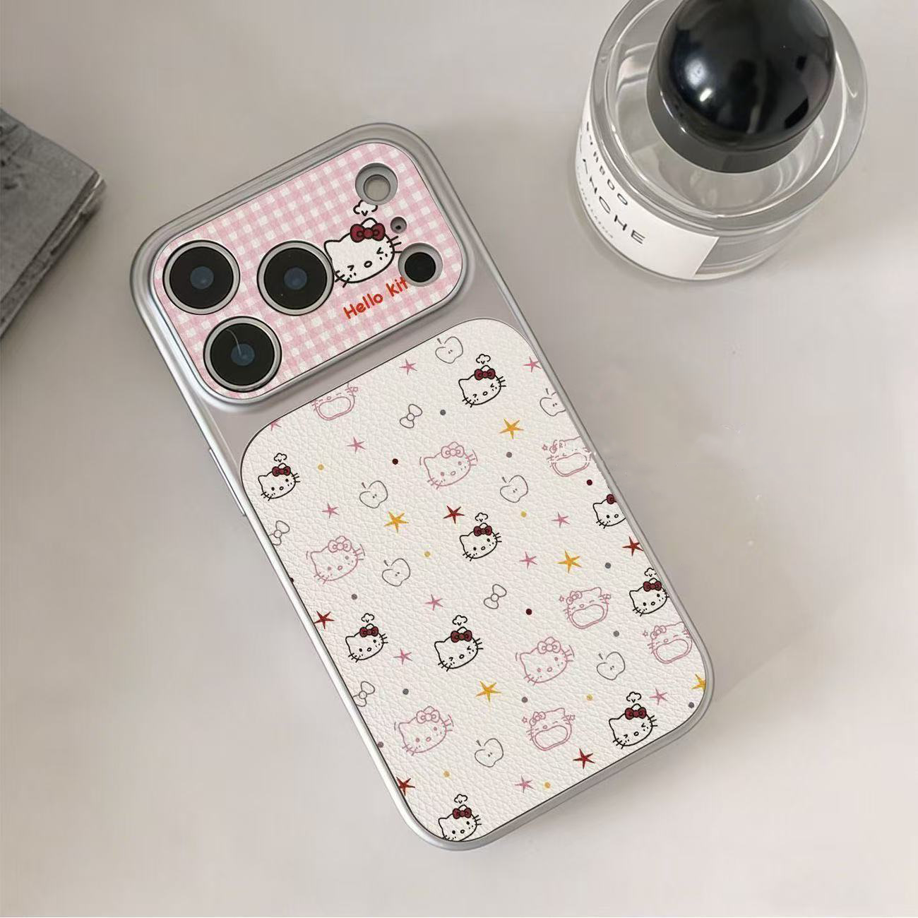 满屏kitty猫适用苹果17pro手机壳新款华为pura80保护套女款小米17promax防摔壳16/15/14/13外壳小羊皮个性