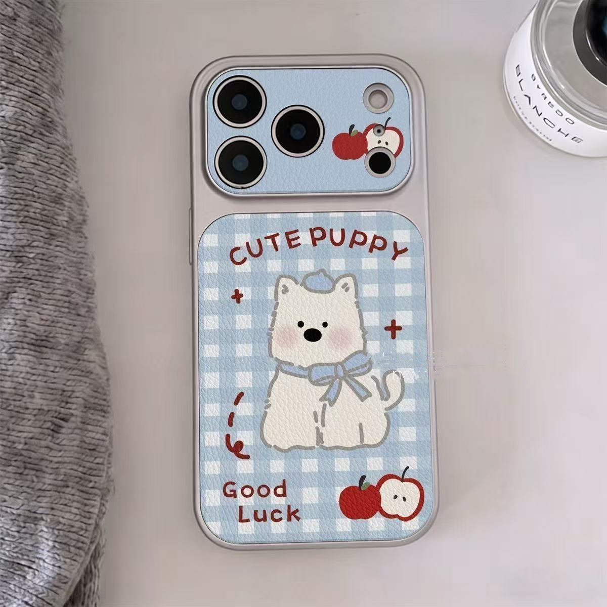 苹果西高地适用苹果17promax手机壳新款小羊皮iPhone16pro保护套女款ip15pro可爱外壳14/13个性高级镜头全包