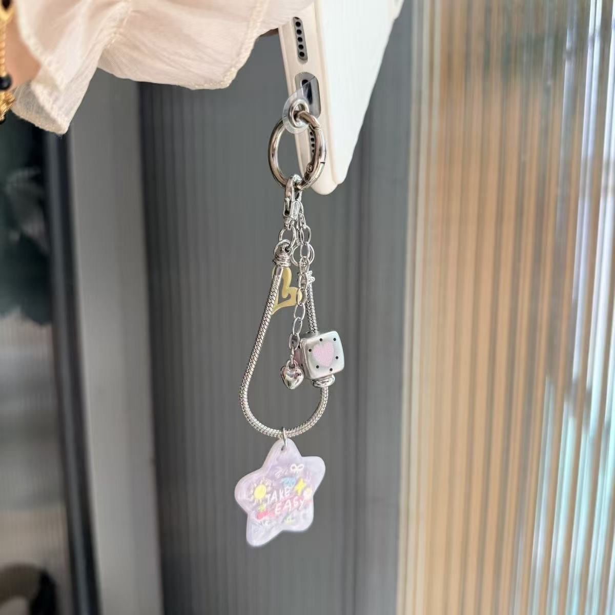 方块爱心星星手机链蛇骨手机挂绳