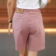 纯棉牛仔五分短裤女夏季薄款2025新款高腰阔腿显瘦直筒休闲5分裤