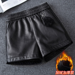 春秋款 女2025年新款 高腰小A字外穿PU皮裤 冬季 配靴子 靴裤 皮短裤