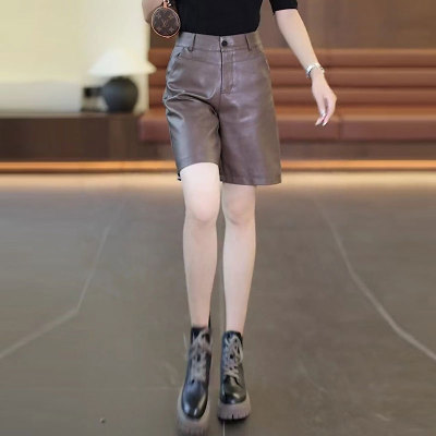 皮短裤女秋冬PU皮裤五分裤