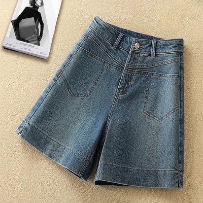 复古阔腿牛仔短裤女2025夏季新款