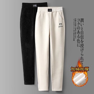 女休闲萝卜哈伦裤 雪尼尔加绒裤 高腰显瘦小脚裤 2025新款 子女秋冬季