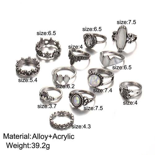 rings women set star jewelry ins网红戒指组合女尾戒套指环小众
