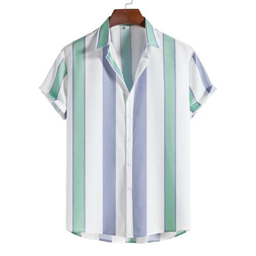 2022 New Men's Casual Stripe Short Sleeve Shirt