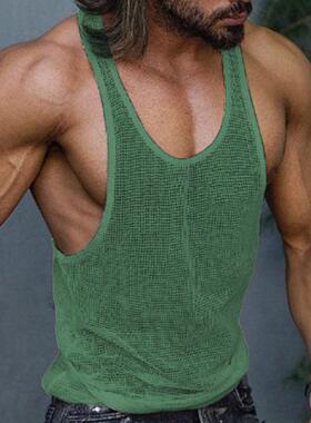 2025 Summer New Base Knitted Shirt Men Loose Sports Tank Top