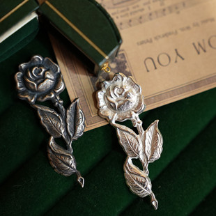 一只玫瑰 胸针925银复古花卉男女西装别针个性礼物轻巧夏日搭配