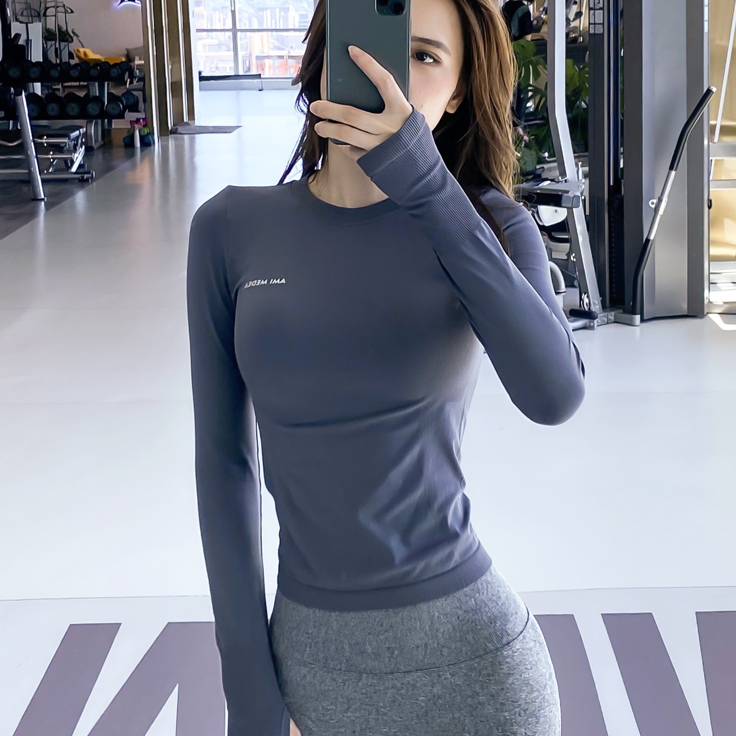 秋冬新款健身显瘦瑜伽服修身跑步运动长袖女孩专业普拉提训练上衣