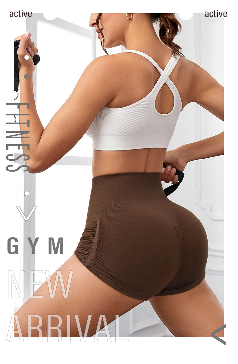 抽邹瑜伽裤女高腰收腹蜜桃臀速干紧身跑步透气吸汗健身三分短裤