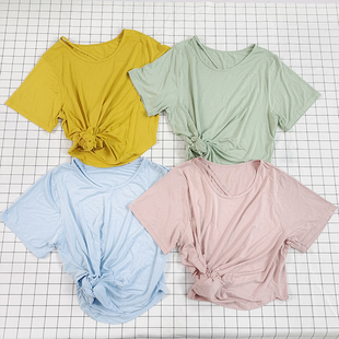 运动T恤女短袖镂空领口跑步速干健身服宽松休闲显瘦瑜伽服罩衫夏