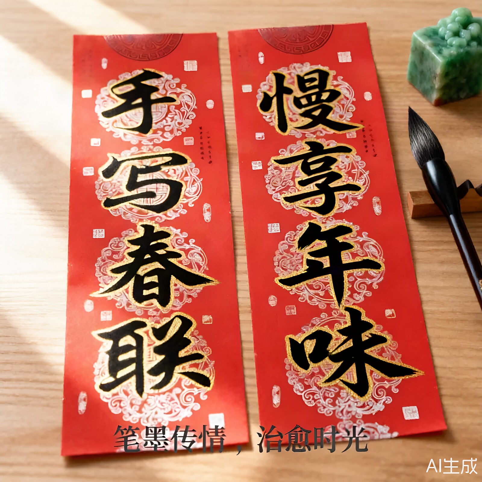 瓦当铜版纸抗晒珠江对联不褪色款图片