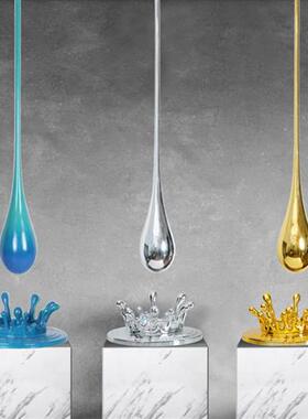 水滴雕塑售楼处酒店大堂商场客厅吊装玻璃钢创意水花轻奢软装饰品