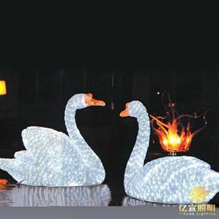 户外玻璃钢雕塑景观灯定制发光天鹅动物造型灯景区亮化落地摆件