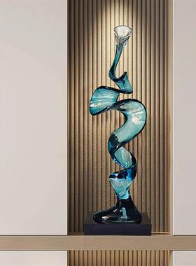 现代抽象玄关摆件客厅电视柜桌面高级感透明树脂雕塑软装饰工艺品