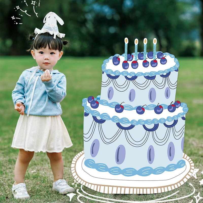 儿童生日场景布置装饰户外派对氛围感活动拍照道具蛋糕kt板背景板