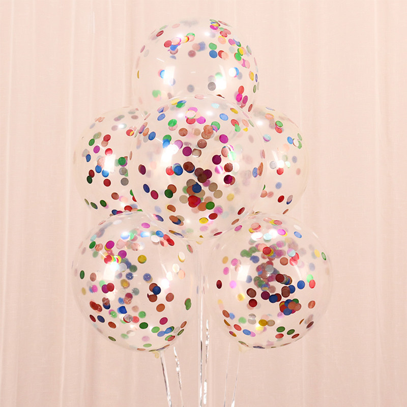 10寸圆点纸屑透明亮片气球生日派对婚庆校园商场布置装饰单个气球